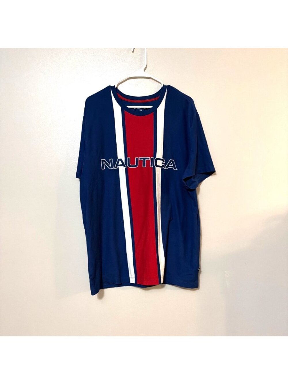 Nautica‎ Mens XXL Blue Red Stripe Logo Graphic T-Shirt 100% Cotton